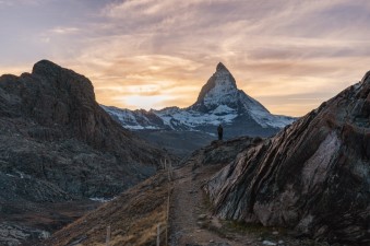 Hiking with Mountains in Background